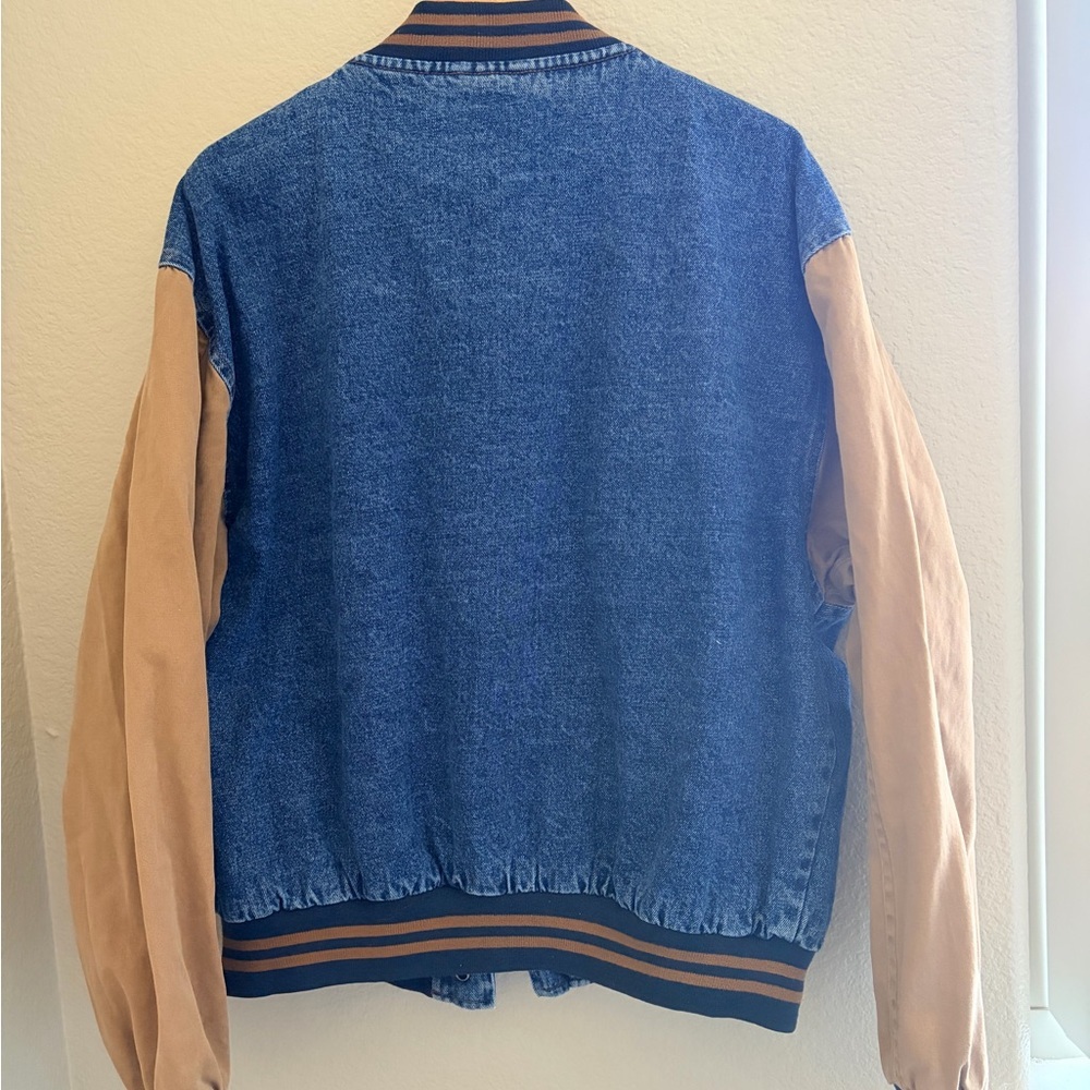 Vintage Dunbrooke Denim and Tan Varsity Jacket - Picture 5 of 7